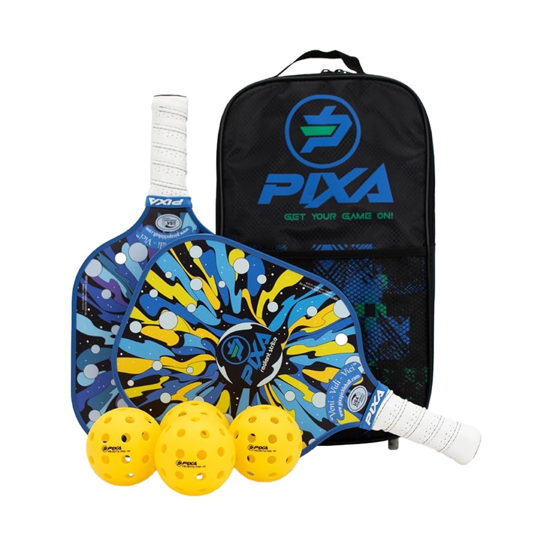 Pickleball Paddles, USAPA Approved Fiberglass Surface Pickleball Set with Pickleball Rackets, Pickleball Paddles Set for Men Women 4 Outdoor Balls & Bag – Radiant Strike by PIXA Pickleball