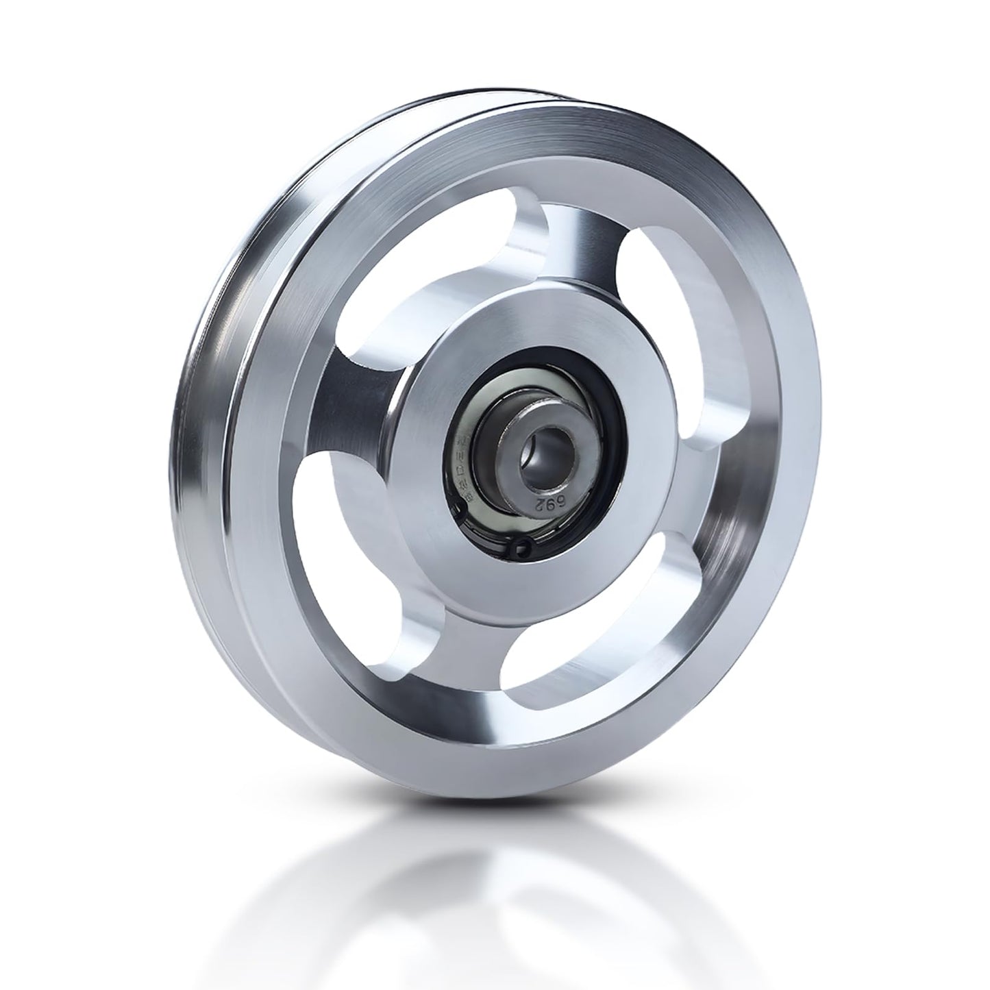 Flylin Aluminum Alloy Bearing Pulley Wheel, Universal Sliver Strength Training Equipment Pulley Wheel Gym Accessory, Fitness Pulley Wheel for Gym Equipment Part Cable Merchine (114mm)