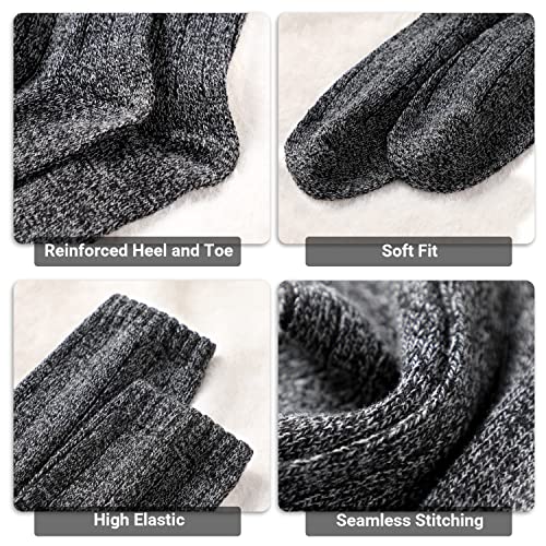 Women's Wool Crew Socks - Warm Winter Hiking Boot Socks, 5 Pairs Stripes