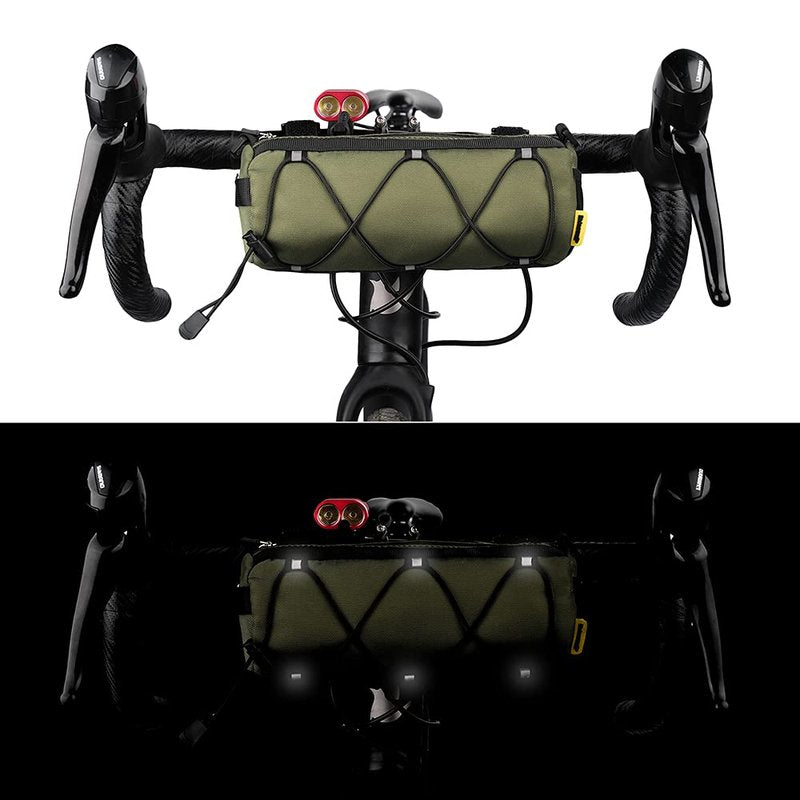 Rhinowalk Bike Handlebar Bag, Bicycle Front Bag Frame Storage Roll Bag Mountain Road Bikes Commuter Shoulder Bag Professional Cycling Accessories-Green