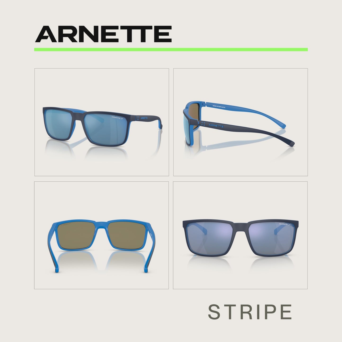 ARNETTE Stripe AN4251 286422 58MM Matte Top Navy on Light Blue/Dark Grey Mirror Water Polar Polarized Sunglasses for Men +Bundle with Accessory Eyewear Kit