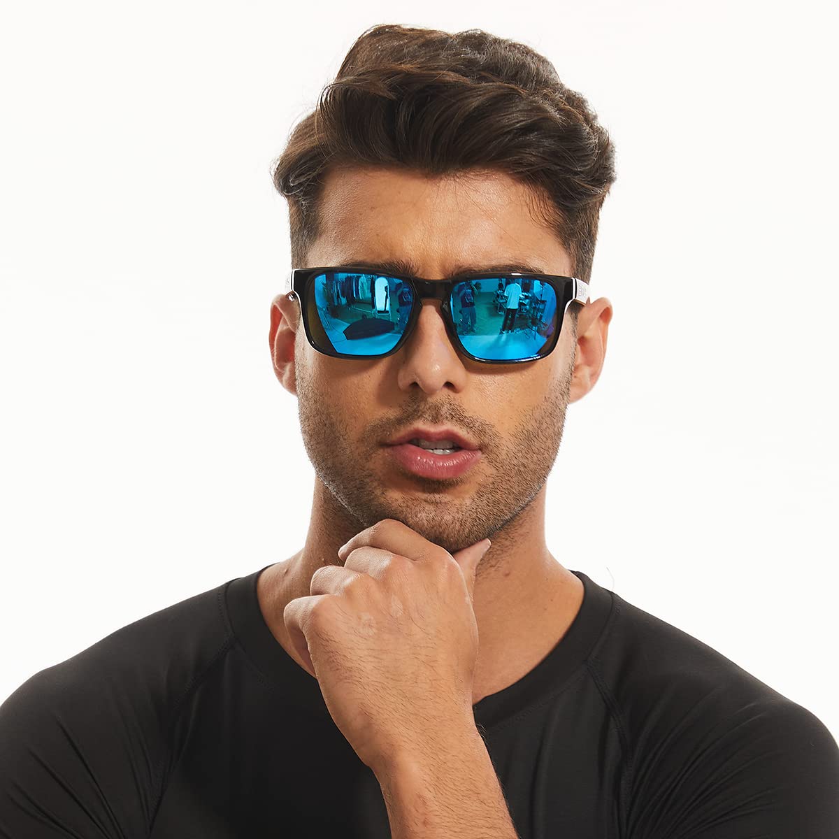 B.N.U.S Italy Made Classic Sunglasses for Men and Women Corning Real Glass Lenses with Polarized Option