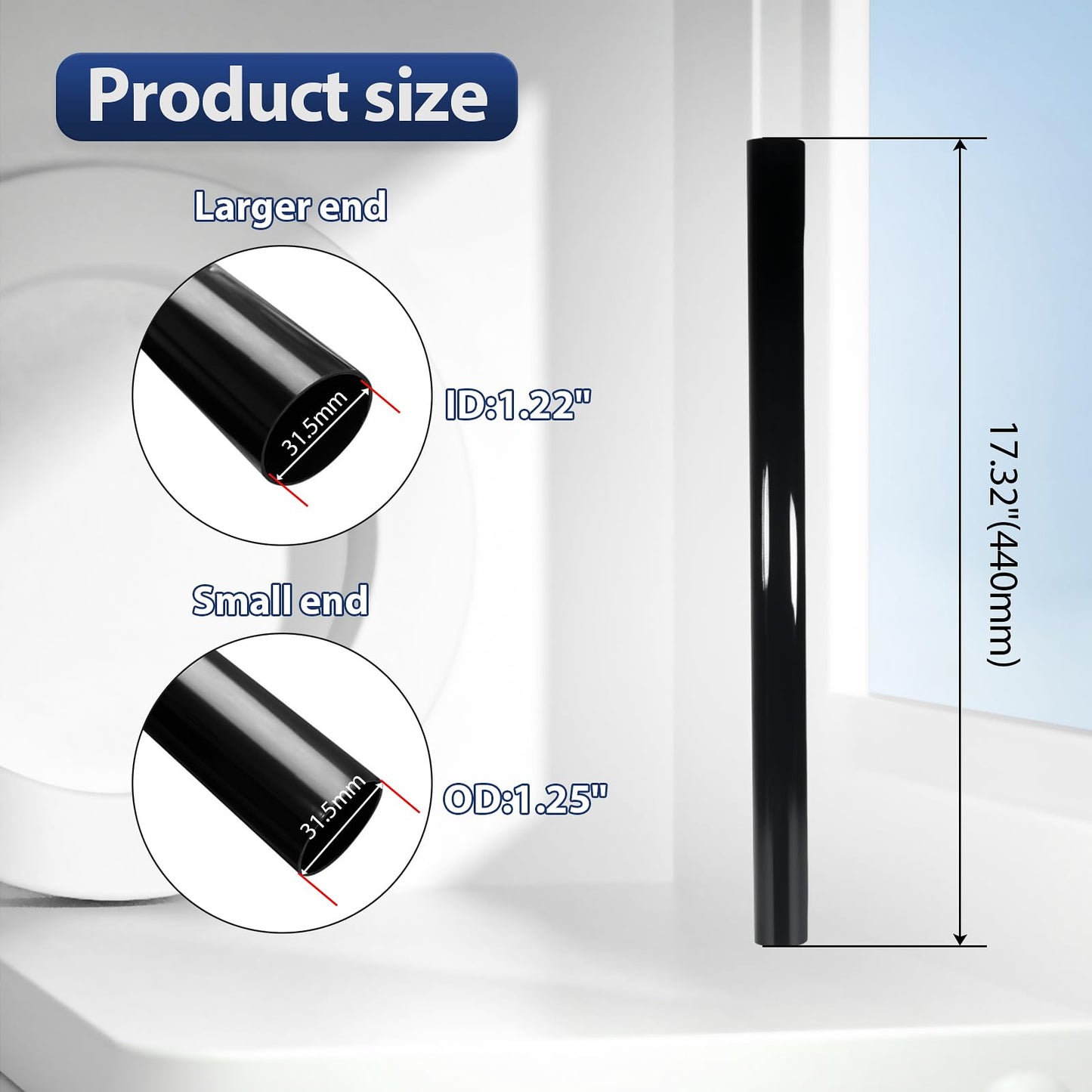 2-Pack Vacuum Extension Tube, 1.25 Inch (32mm) Vacuum Cleaner Extension Wand with 1-1/4" Fitting, Compatible with Shop-Vac Accessories, Replacement Extension Pipe for Wet/Dry Vacuum Cleaners