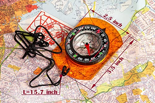 Orange Orienteering Compass for Hiking & Camping - Scout & Survival Navigation