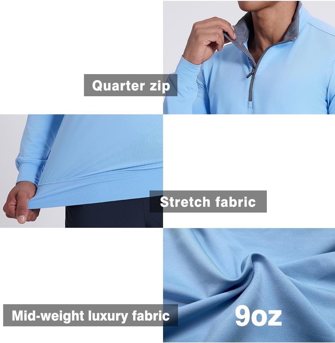 Skiennix Men's Quarter Zip Pullover Fleece Sweatshirt - Lightweight UPF 50+ Golf Top | Long Sleeve
