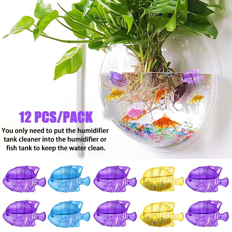 12PCS Universal Humidifier Tank Cleaner,Demineralization Cleaning Ball for Most Humidifier & Fish Tank, Purifies Water, Eliminates White Dust and Odor, Prevents Hard Water Build-Up