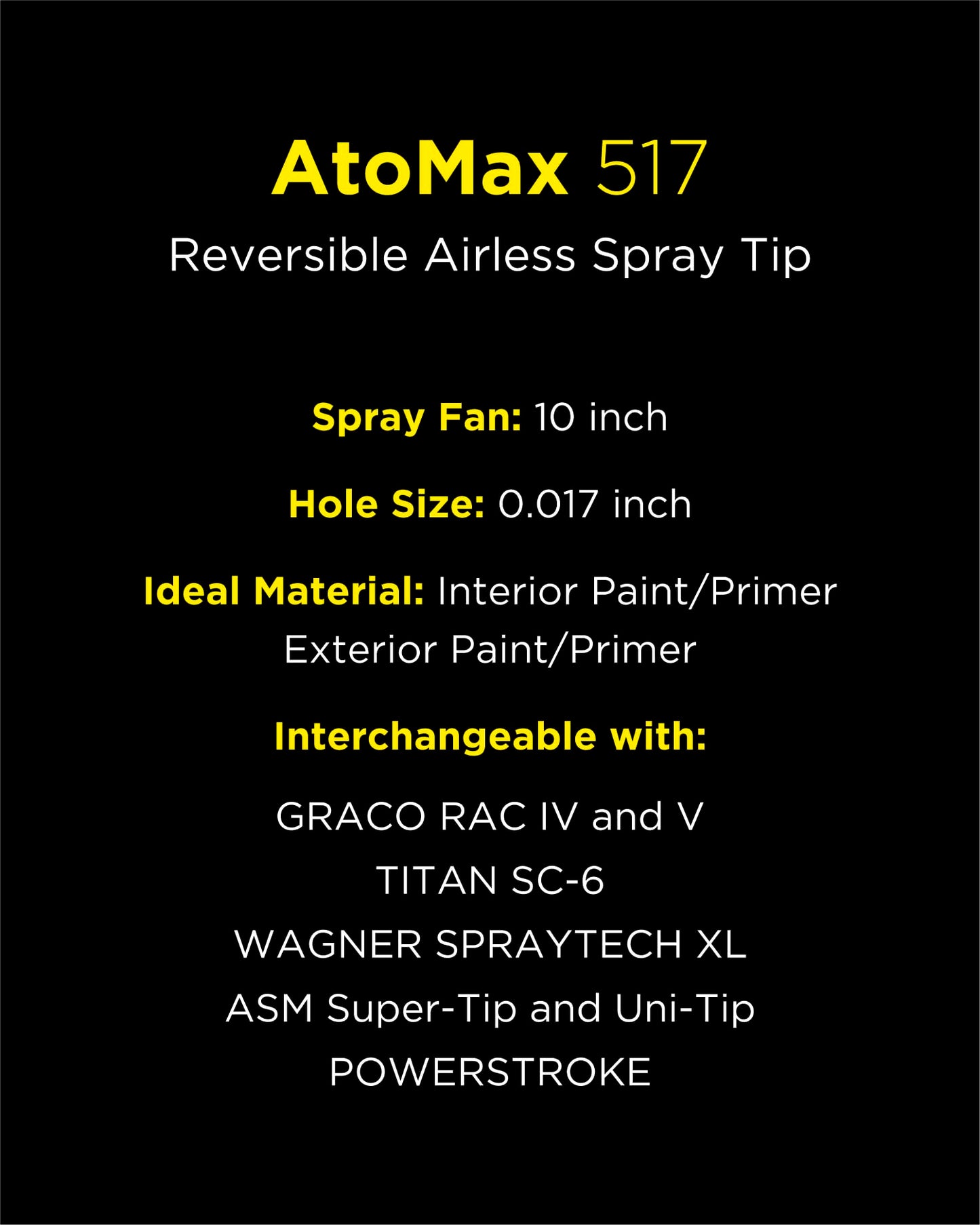 InoKraft 517 Spray Tip AtoMax Reversible Airless Spray Nozzles for Airless Paint Spray Guns, Airless Sprayer Accessories, for Contractor Homes Buildings Garden Decks (517)
