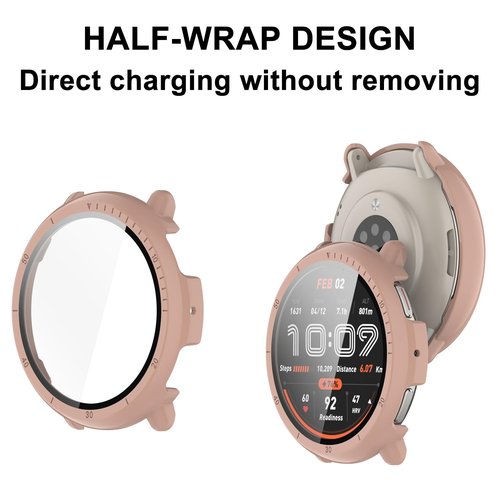 HXFRTYU 8 Pack Case for Amazfit Active 2 Screen Protector, Hard PC Bumper Overall Protective Tempered Glass Cover Accessories for Amazfit Active 2 SmartWatch Clear