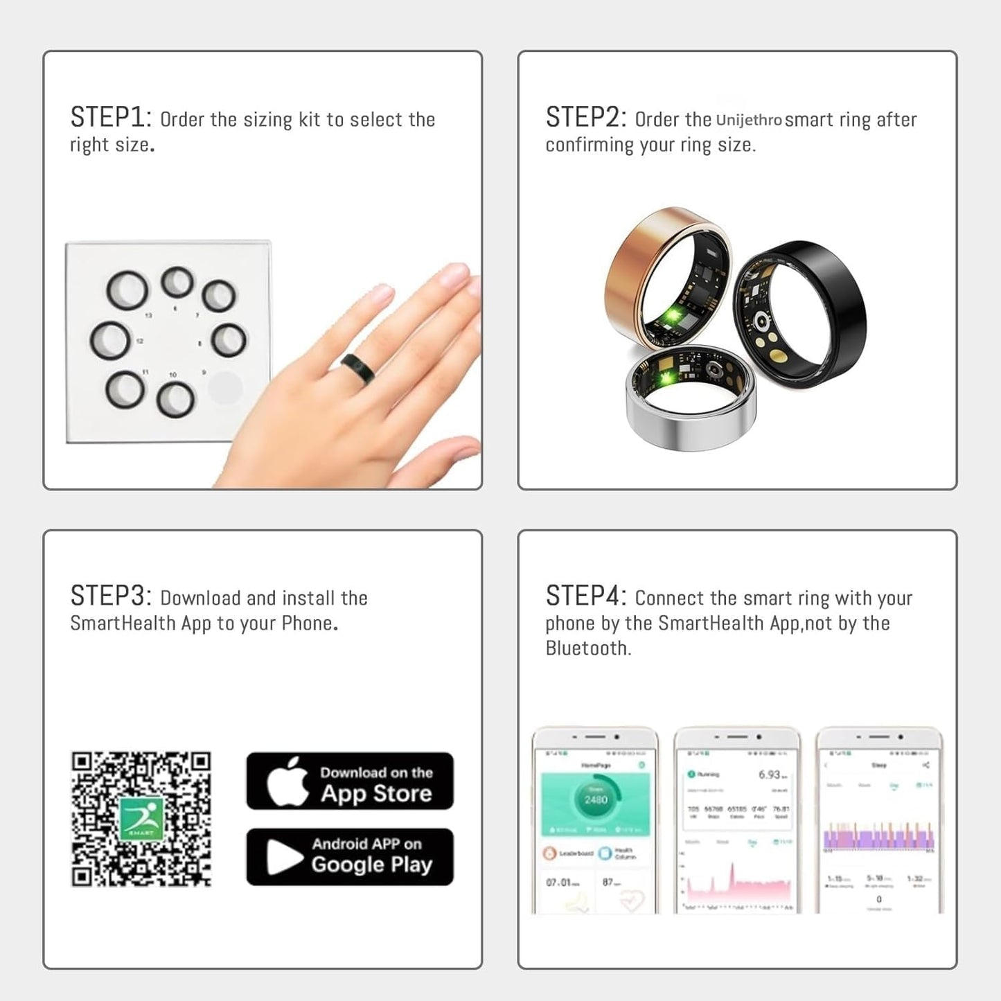 Skiennix Smart Ring - Health Tracker with Heart Rate, Blood Oxygen & Sleep Monitoring | IP68 Waterproof (Black, Size 10)