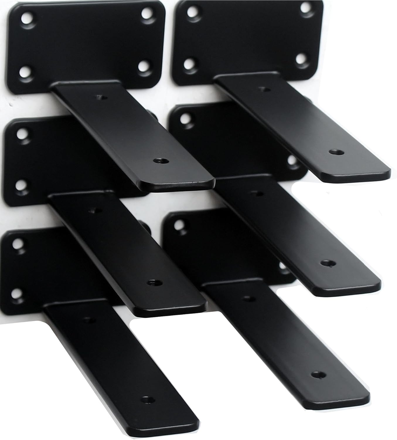 10-Inch Black Iron Floating Shelf Brackets - 12 Pack Rustic Industrial Support