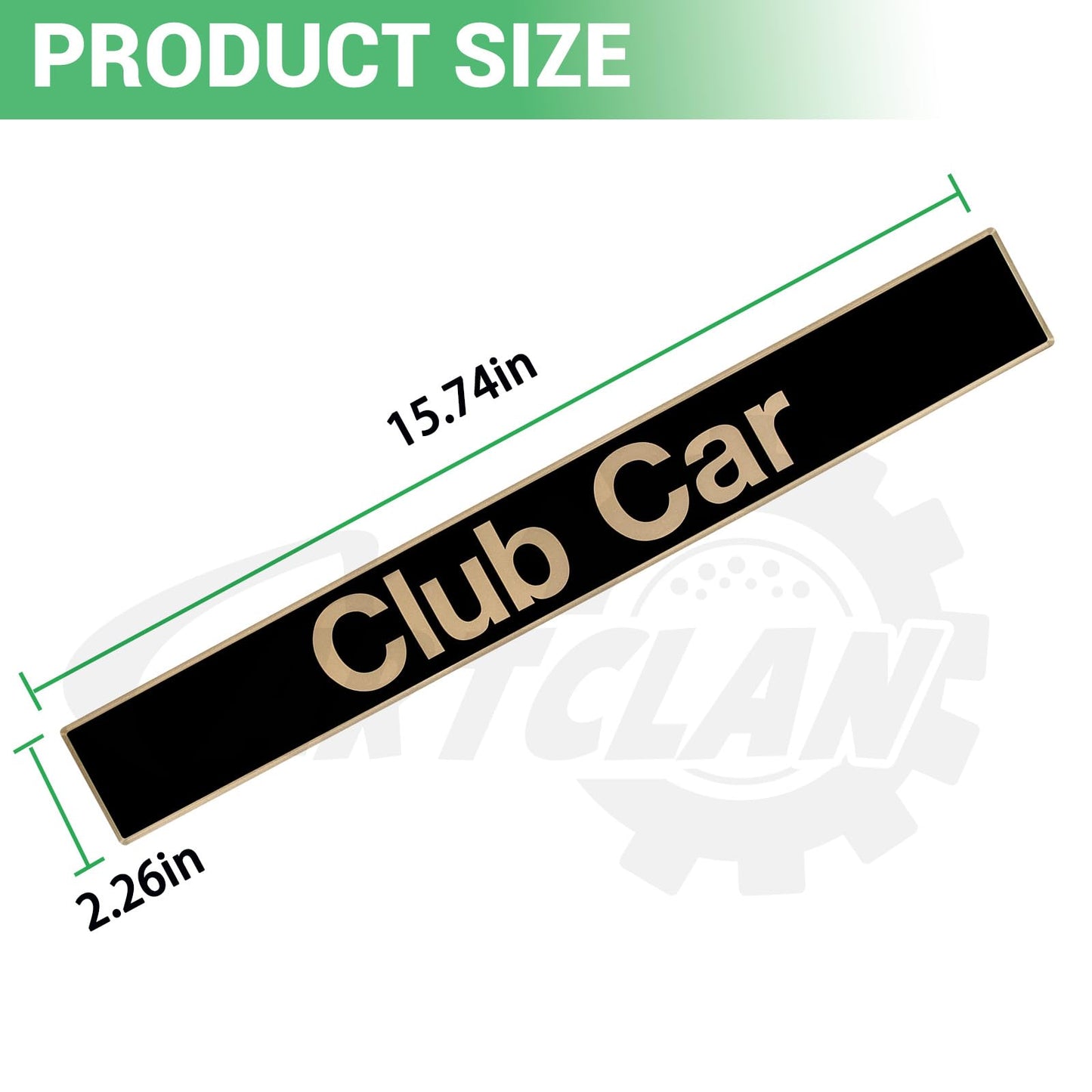 CartClan Golf Cart Emblem Sticker, Golf Cart Black Gold Decal Suitable for Club Car Precedent Golf Carts, Name Plate for Club Car Precedent Size 15.74" x 2.24", OEM#: 102502601/103816601