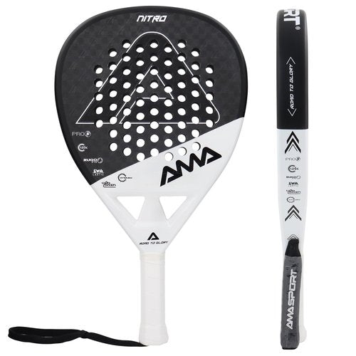 AMA SPORT Padel Racket 12K Carbon Fiber Surface with EVA Memory Flex Foam Core Padel Tennis Racket Lightweight Paddle Tennis Racquets (12K Black)