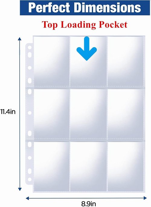 1800 Pockets Card Sleeves by [Brand Name] - Double-Sided Clear Trading Card Pages for 3 Ring Binders