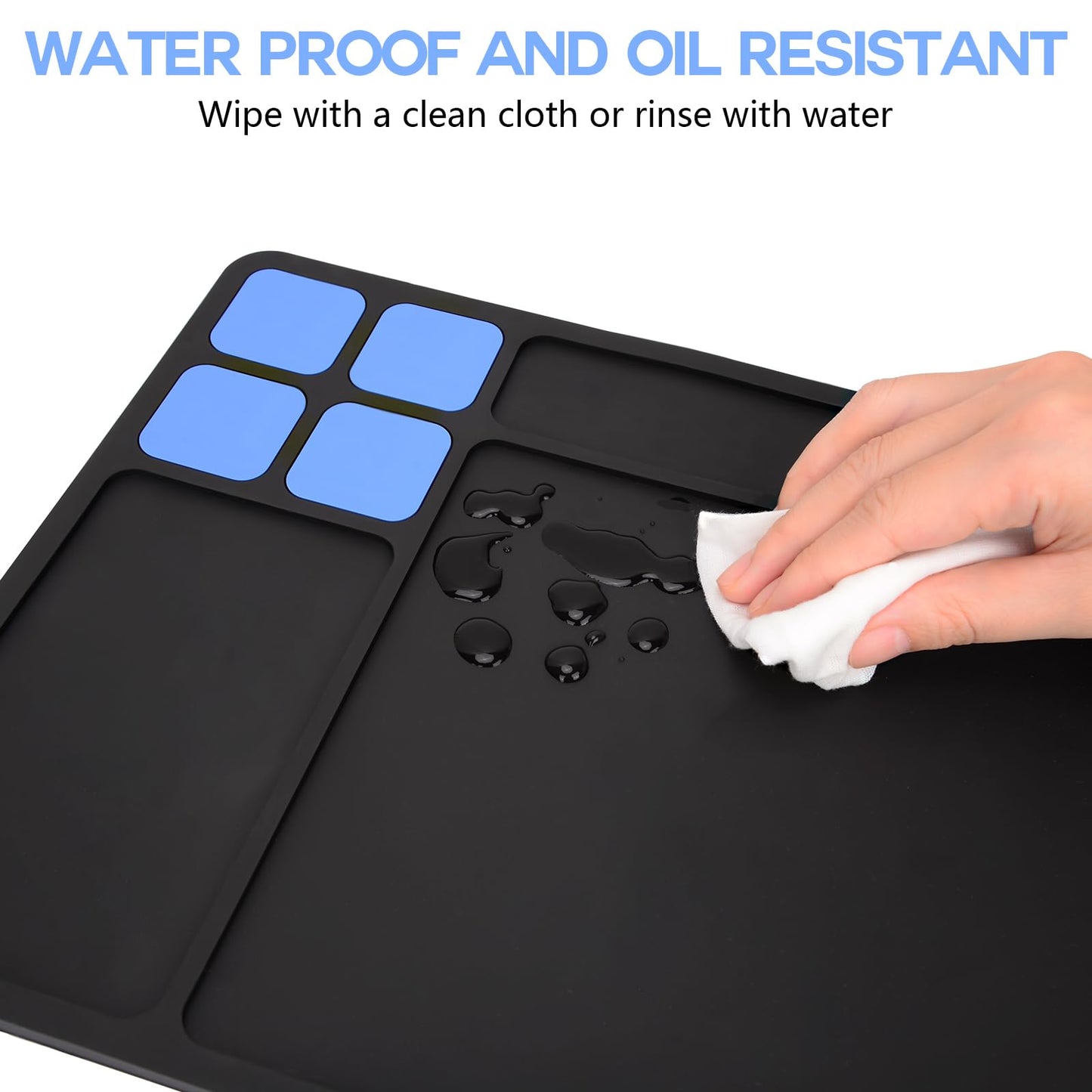 BOOSTEADY Gun Cleaning Mat, Pistol Mat, Anti-Slip Rubber Gun Mat, Magnetic Pistol Cleaning Pad with Integrated Box 15.9" x 9.8"(Black)