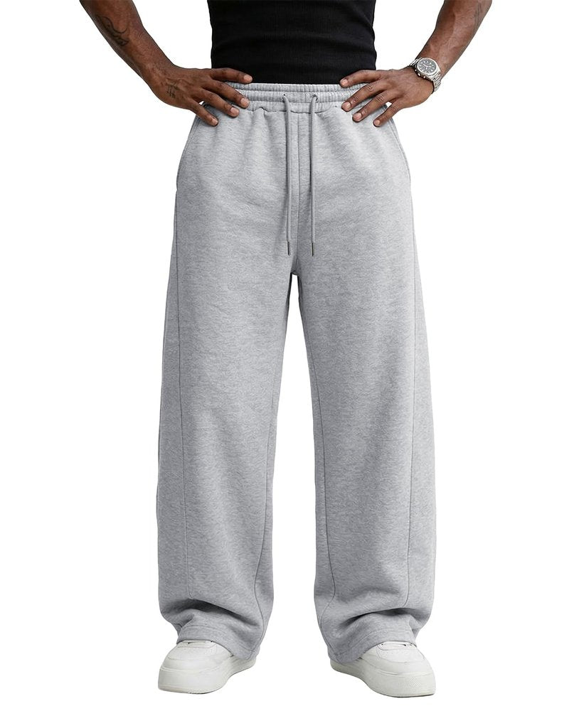 Pillxter Men's Baggy Sweatpants Cotton Fleece Wide Leg Lounge Sweat Pants Drawstring Waist Jogging Pants with Pockets,Light Gray