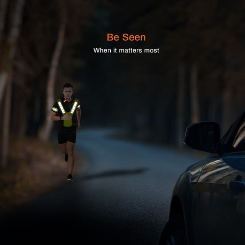 Knuckle Lights Reflective Running Gear Safety Bundle - Reflective Vest, LED Safety Light, Reflective Bands, Night Safety Gear for Runners, Cycling, Hiking, Walking - High Visibility Reflective Gear