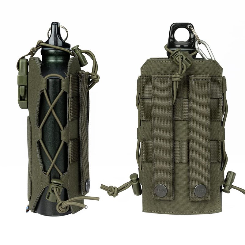 IDOGEAR Tactical Water Bottle Pouch Military Adjustable Straps Kettle Carrier Holder for Outdoor Sports (E: Ranger Green)