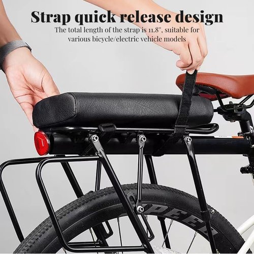 Rear Bike Seat Thickened Waterproof Bicycle Rear Seat Cushion PU Material Rear Seat Cushion Improves Riding Comfort