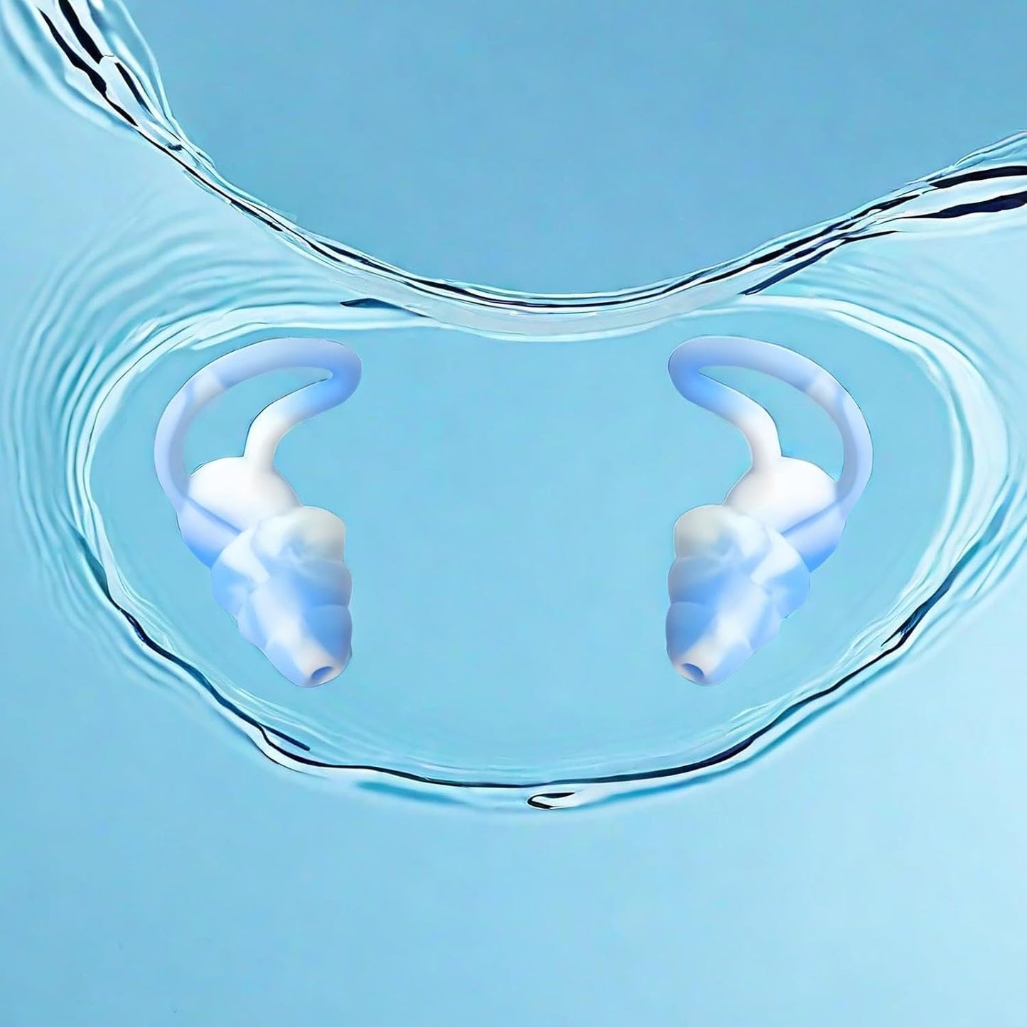 Tayogo Swimming Ear Plugs - 3 Pairs Waterproof Silicone Swim Earplugs for Surfing & Snorkeling | Blue