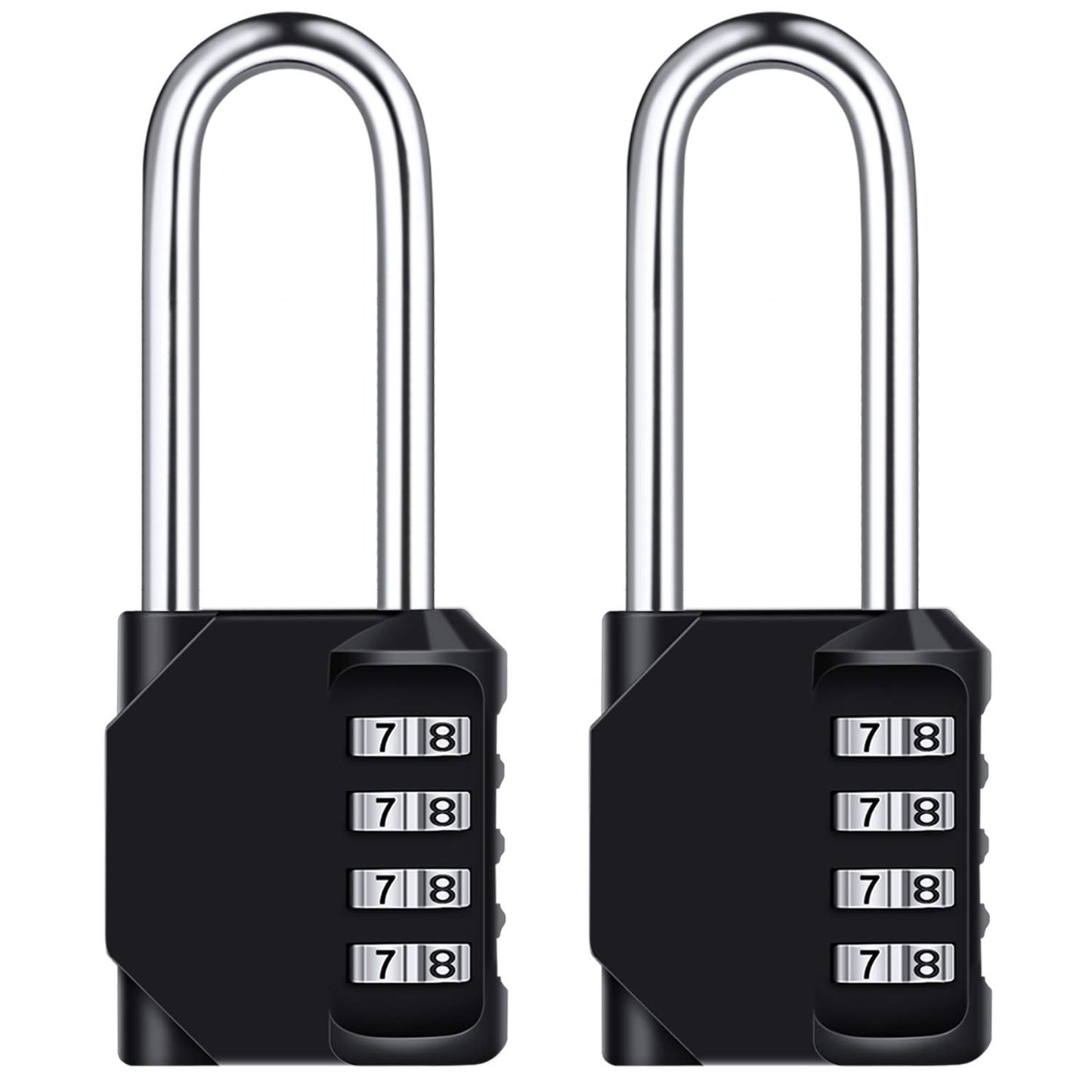 2 Pack 2.6in Long Combination Padlock, Waterproof 4 Digit Combination Lock, Weatherproof Metal & Galvanized Steel, for Schools, Gyms and Lockers, Black