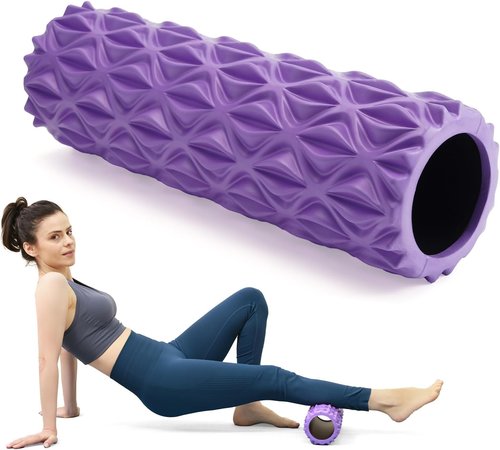 Foam Roller - 15-Inch Deep Tissue Massager for Muscle Relief | Myofascial Release & Stretching (Purple)