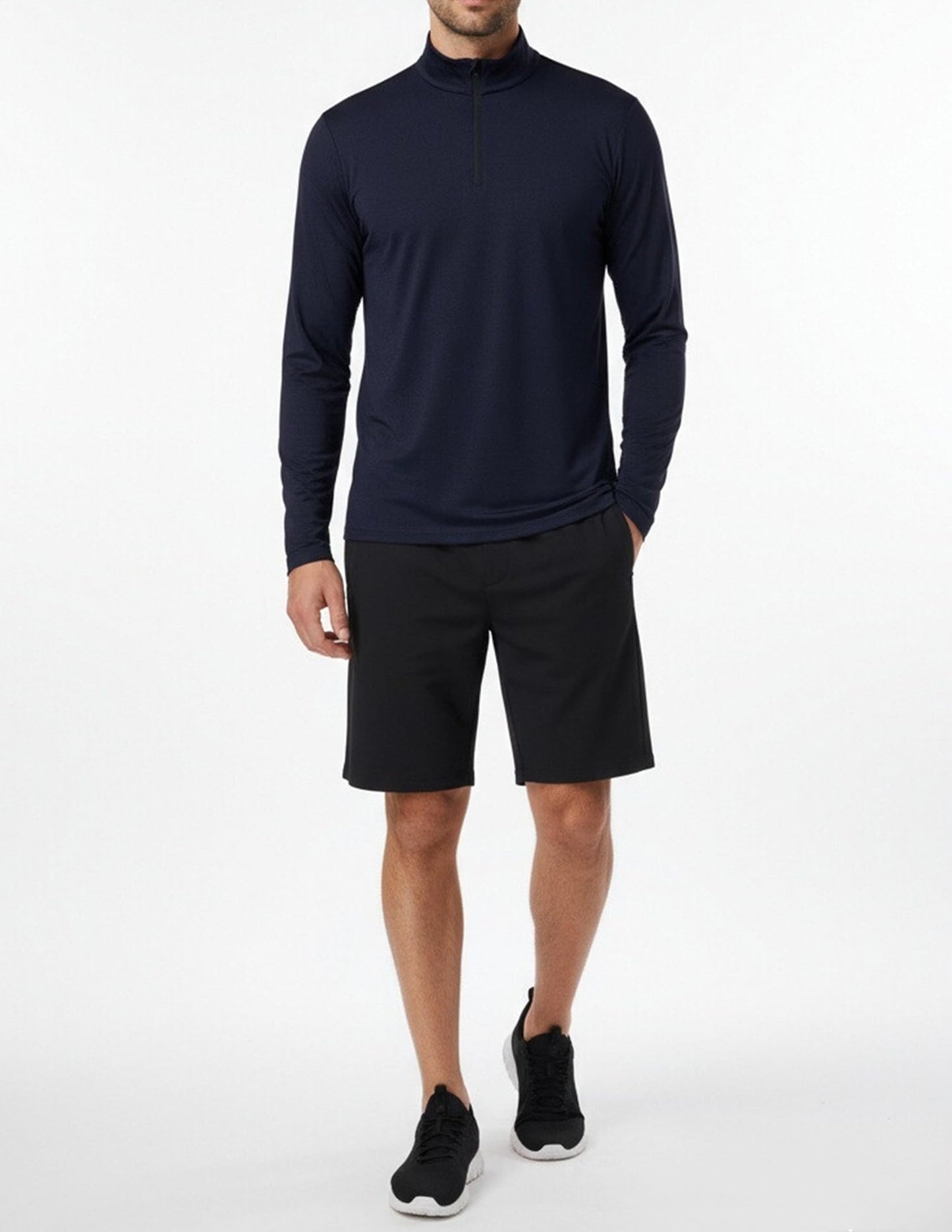 OYGSieg 4 Pack Men's Quarter Zip Pullover Quick Dry Active Casual Athletic Long Sleeve Tops L