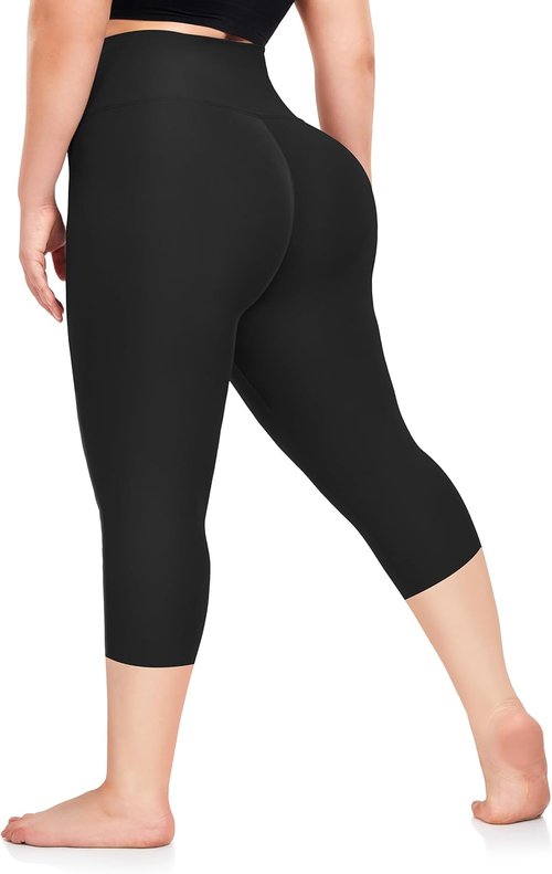 FULLSOFT Plus Size Capri Leggings - High Waist Tummy Control | Stretchy Yoga Pants XL-4XL