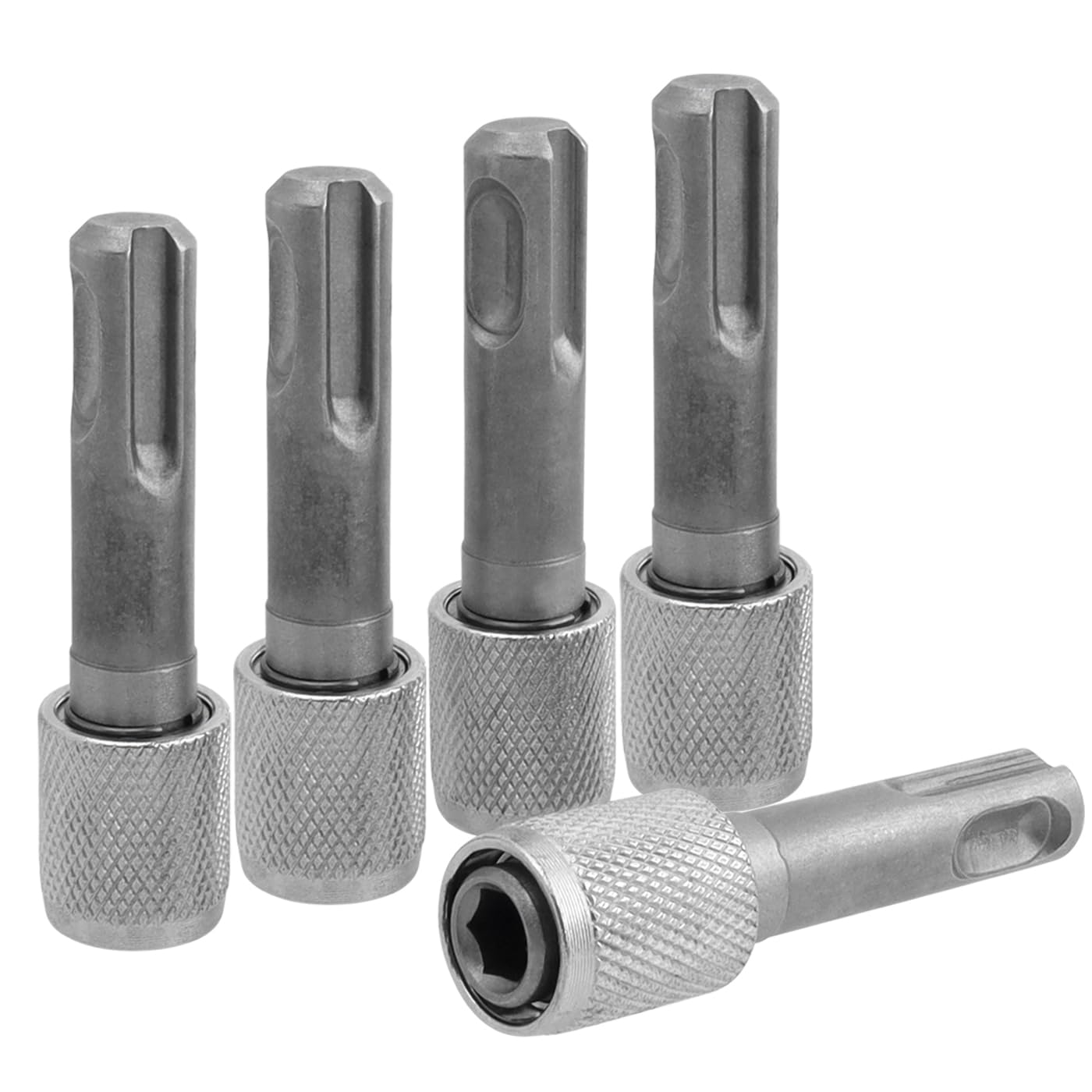 Mesee 5 Pieces SDS-Plus Shank Drill Chuck Adapters SDS PLUS to 1/4" Hex Socket Adapter Converter 1/4 Inch Hex Shank Screwdriver Drill Bit Holder for Electric Hammer Impact Drills