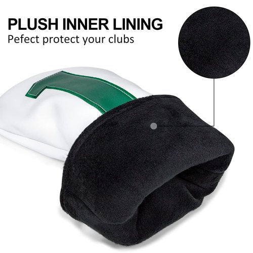 Barudan #5 Golf Fairway Wood Head Cover White Leather 5 Wood Cover Golf Club Cover for Men/Women Golfer Designed to fit All Brand Adams,Cleveland, Cobra,Etc.
