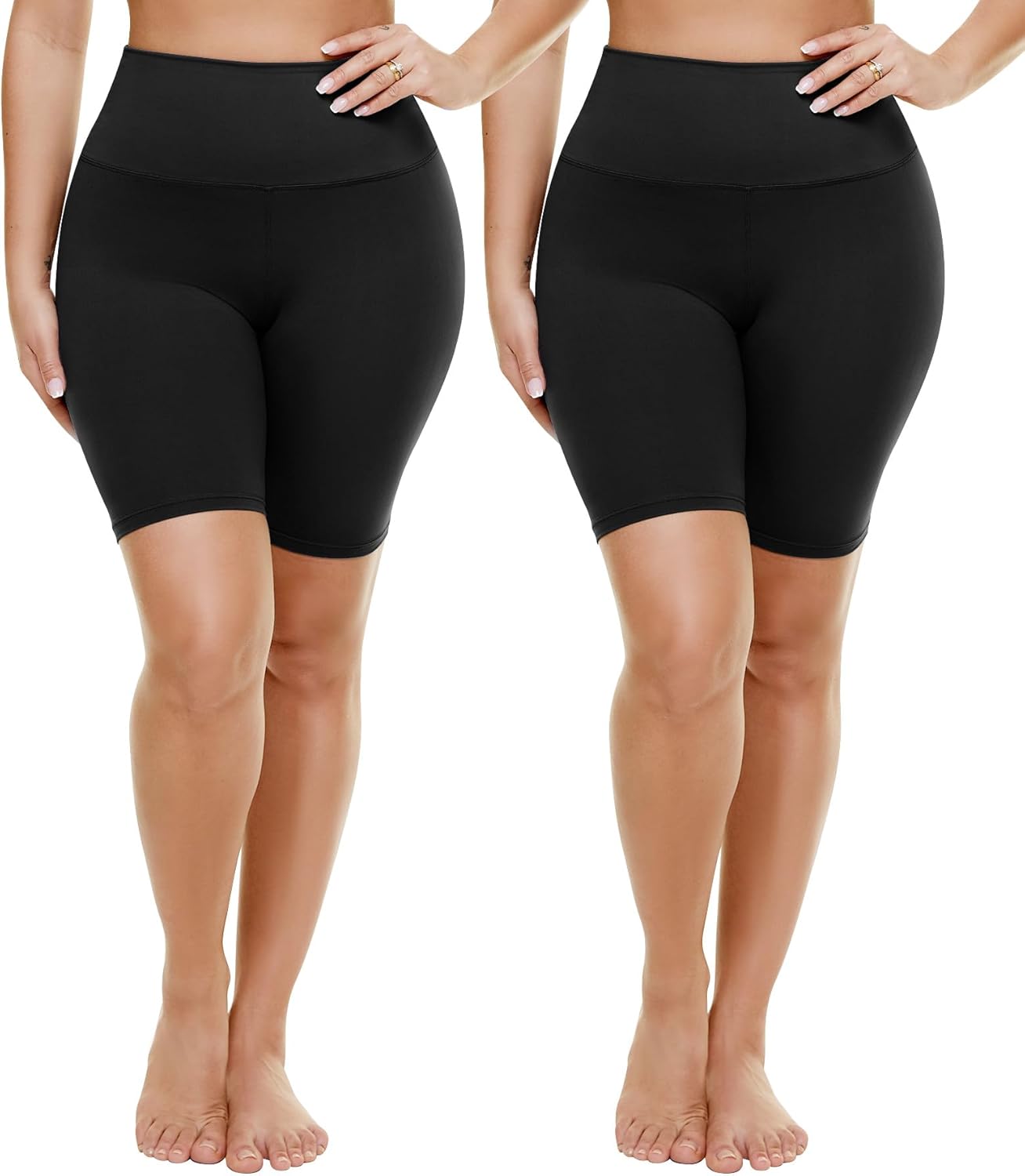 TNNZEET Plus Size Biker Shorts for Women - 8" High Waisted Tummy Control Spandex | Black (XL-4XL)