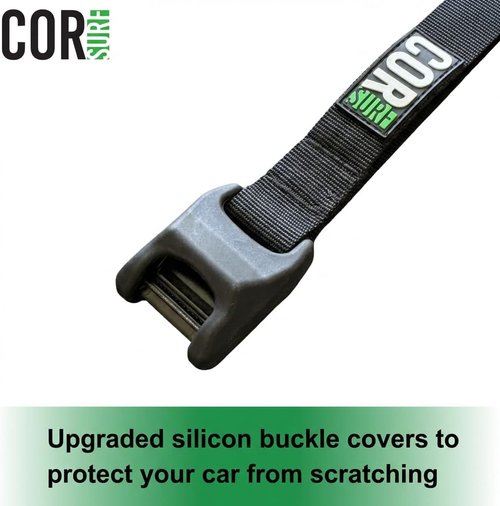 COR Surf Aero Roof Rack Pad - Premium No-Scratch Silicone Tie Down Straps for Surfboards, SUPs, Kayaks & Canoes | 19" Wide