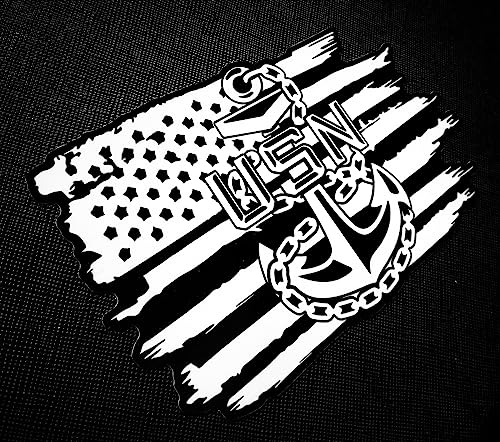 Navy USN Veteran Sailor Anchor Vinyl Decal Sticker - 6" x 10"