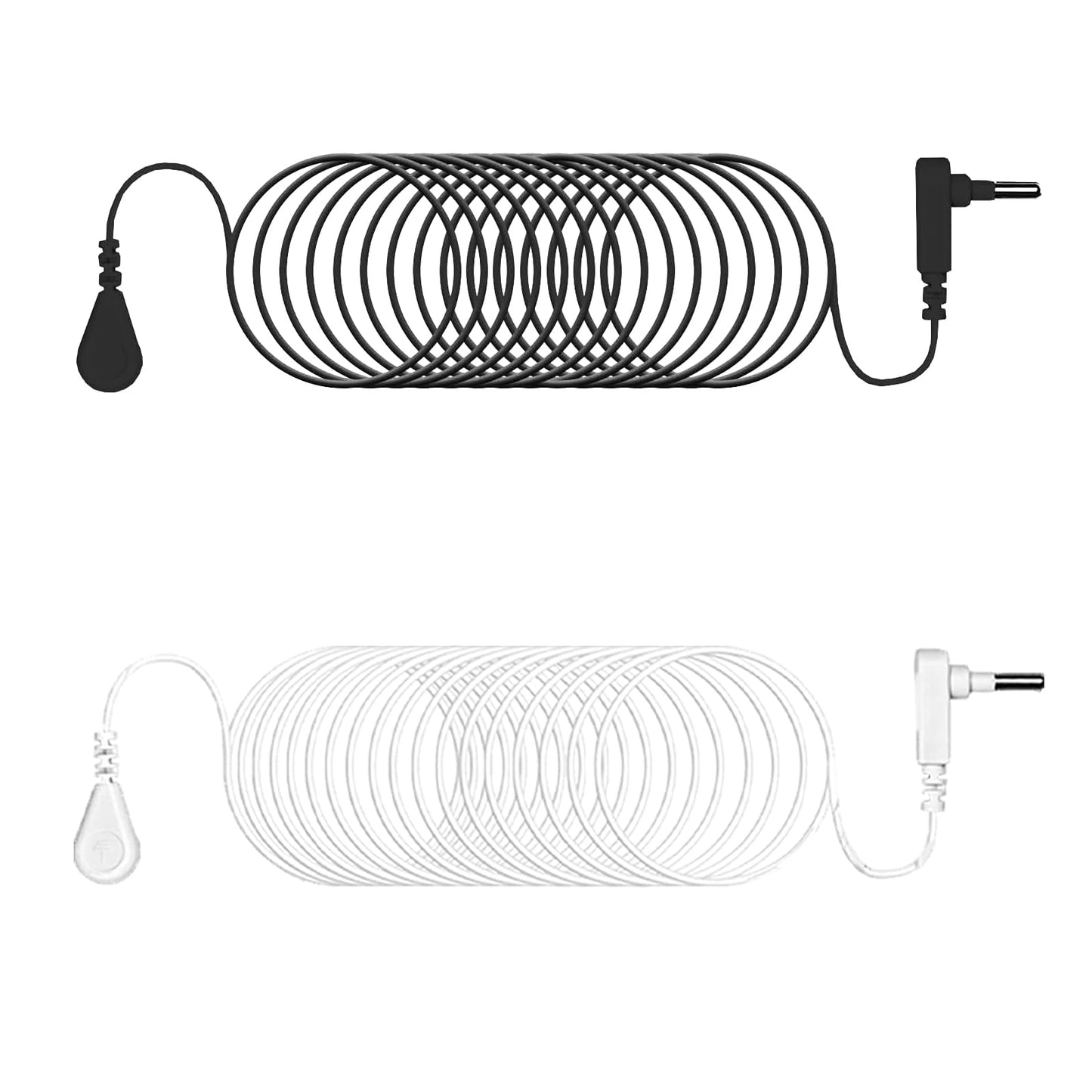 YEOUMIAR 2 Pack Grounding Cords, 15 Feet Grounding Cable, Replacement Grounding Wire for Grounding Mats, Sheets, Pillowcases, 1 White & 1 Black.