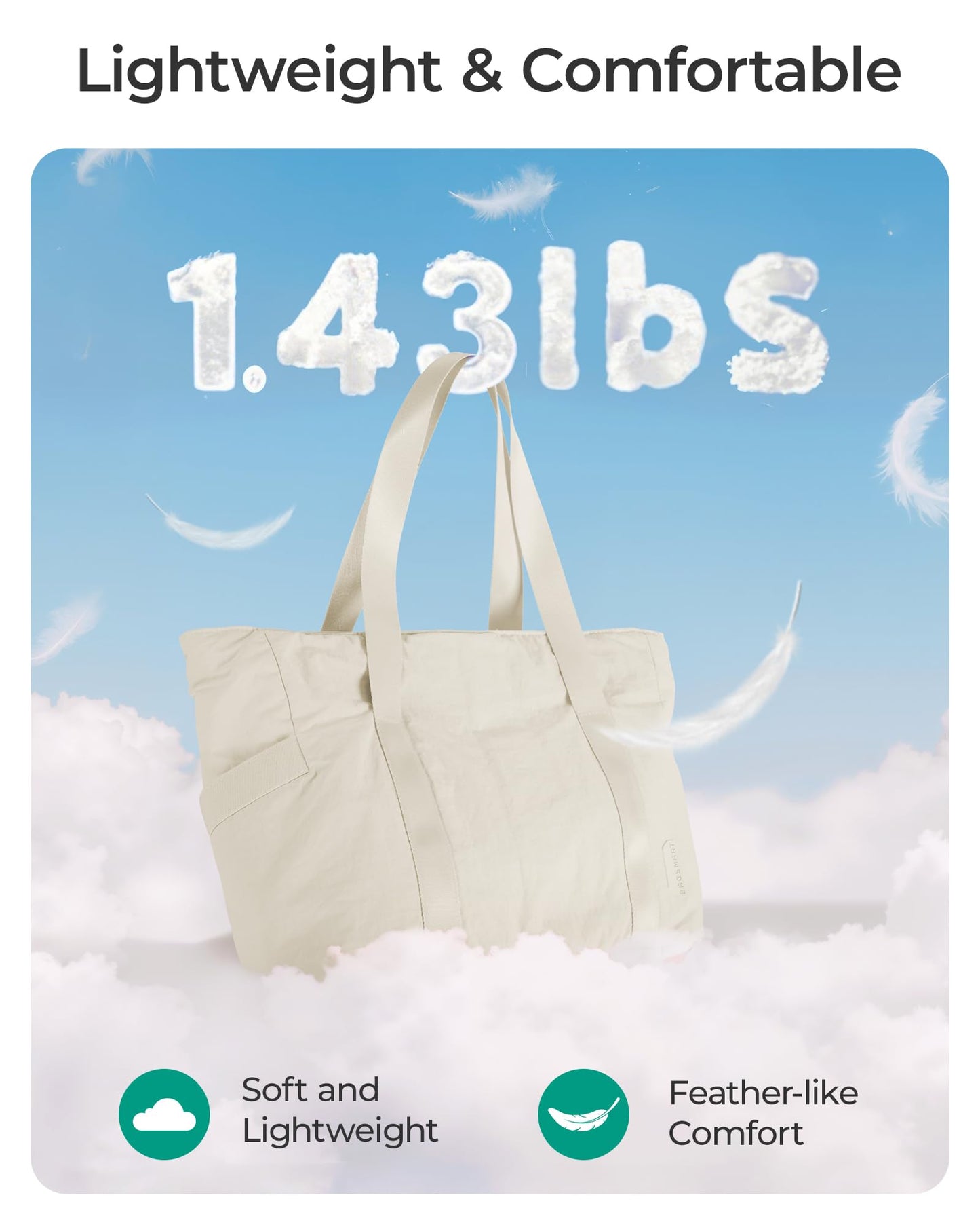 BAGSMART Tote Bag for Women with Zipper, Gym Tote with Compartments, Laptop Work Tote Nurse Dance Yoga Bag for Sport, Travel