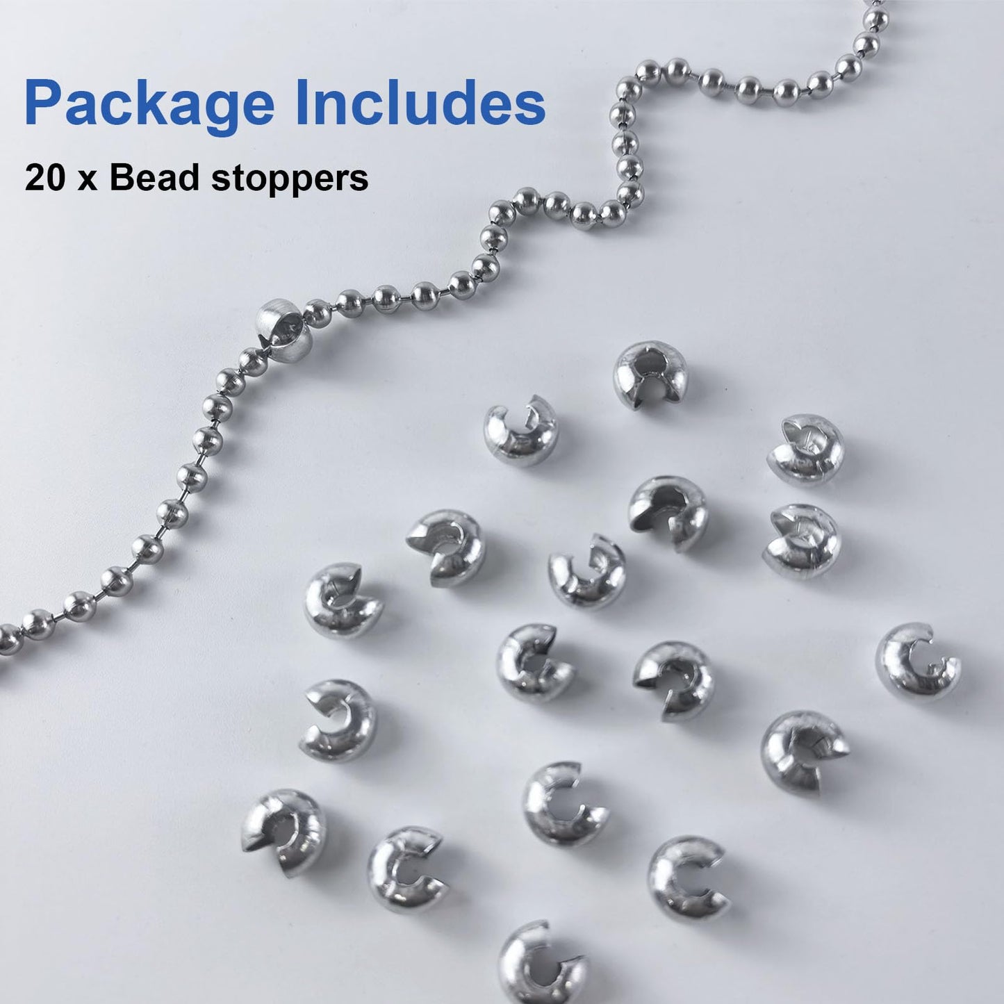 20 Pack Ball Bead Chain Stop 10.0mm Extra Large for #10 Beaded Ball Chain