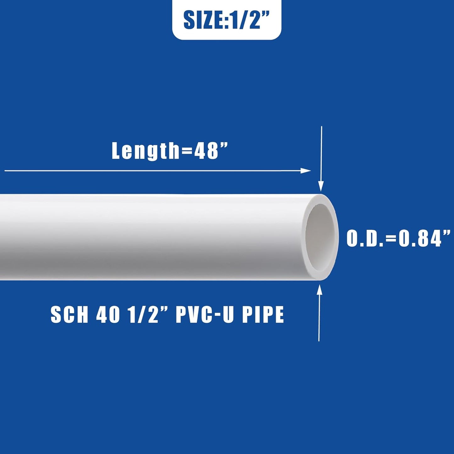 15PCS 3/4" White PVC Sch40 Pipes - 4FT Industrial Grade Durable Tubing
