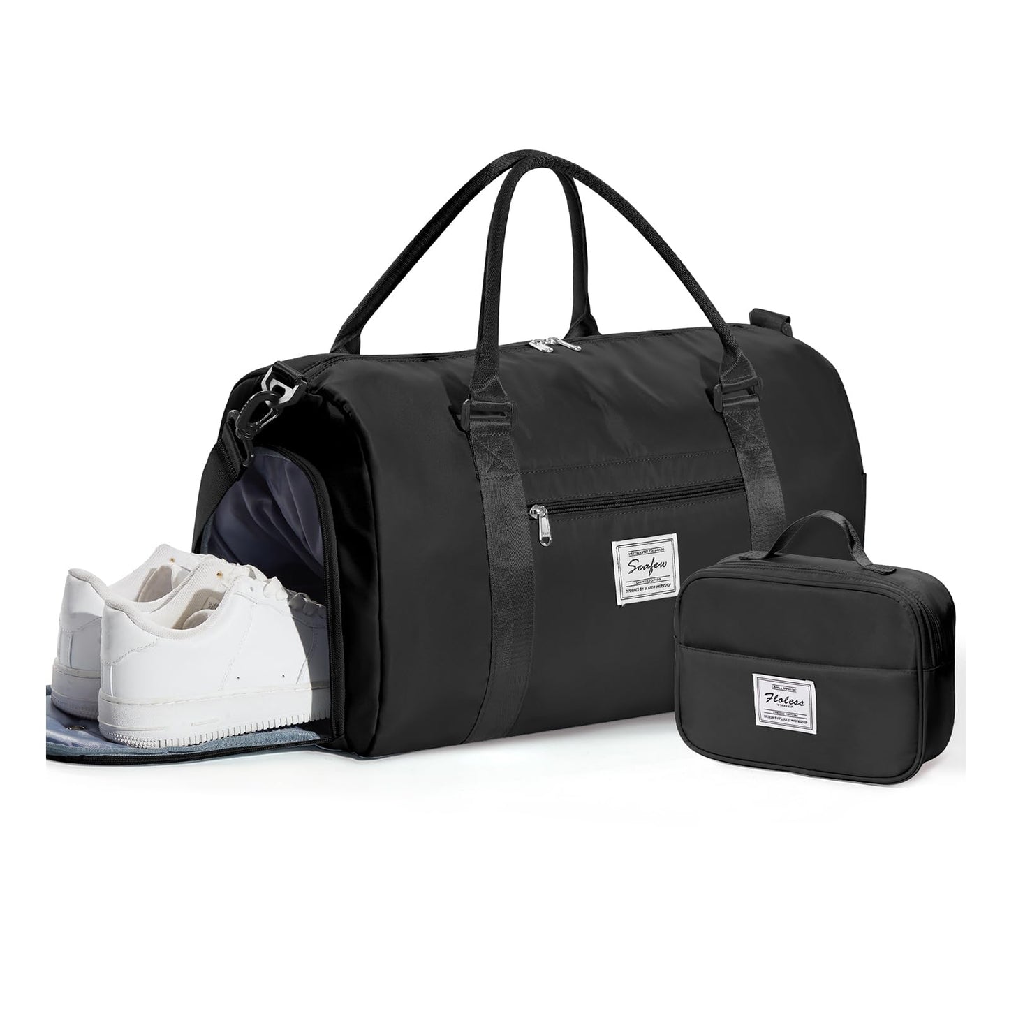 Gym Bag Womens Mens with Shoes Compartment and Wet Pocket Travel Duffel Bag for Women for Plane Sport Gym Tote Bags with Toiletry Bag Waterproof Weekend Overnight Carry on Bag Hospital Holdalls