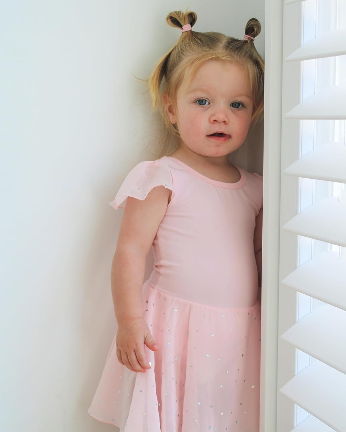 Stelle Ballet Leotard for Girls - Toddler Pink Dance Outfit with Ruffle Sleeves & Skirt