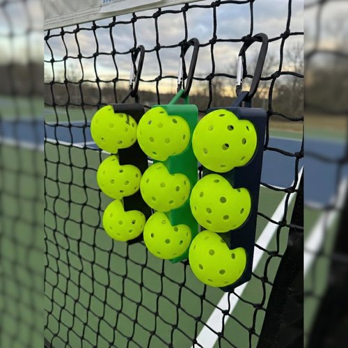Infinite Designs Premium 3D-Printed Pickleball Holder – High Performance PETG – Precision Snap-Fit Convenience – Ultimate Pickleball Accessory - Carrier Holds 3 Pickleballs (Navy)
