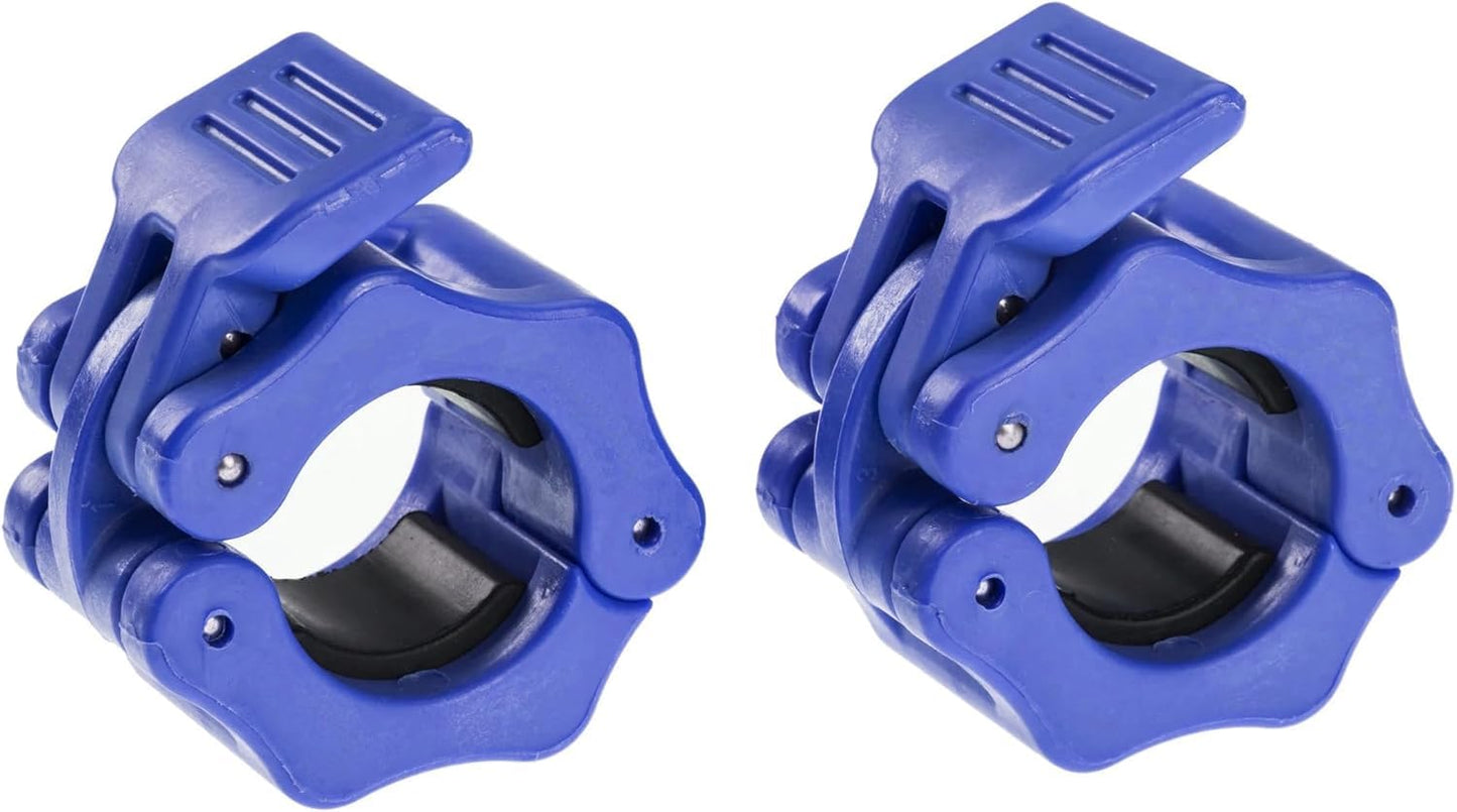 Hacuba Fitness 1 Inch Barbell Clamps - Quick Release Pair of Locking 1'' Diameter Standard Bar Weight Plates Collar Clips for Workout Weightlifting Fitness Training Bodybuilding (Blue)