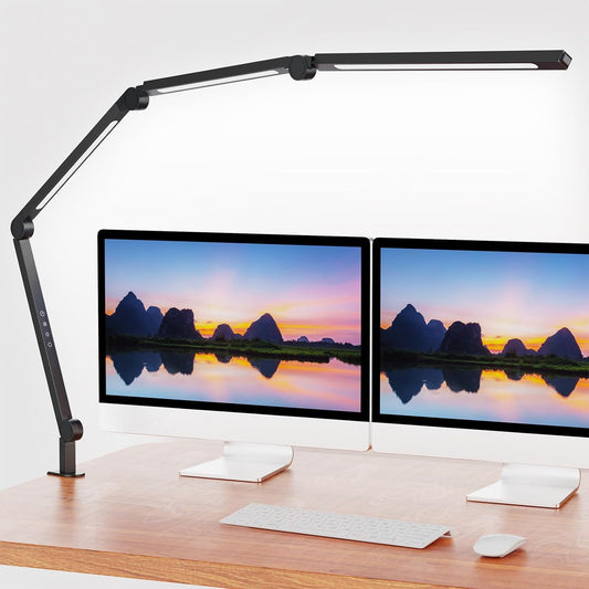 Adjustable LED Desk Lamp with Clamp - Dimmable Eye-Care Light for Home Office & Nail Tech