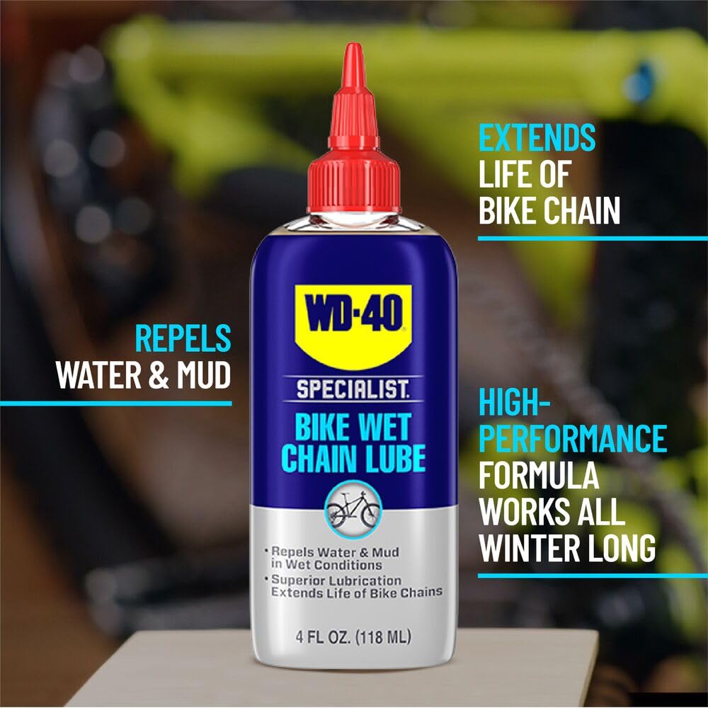 WD-40 Specialist Bike Wet Chain Lube - Premium 4 OZ Lubricant for Smooth Cycling Performance