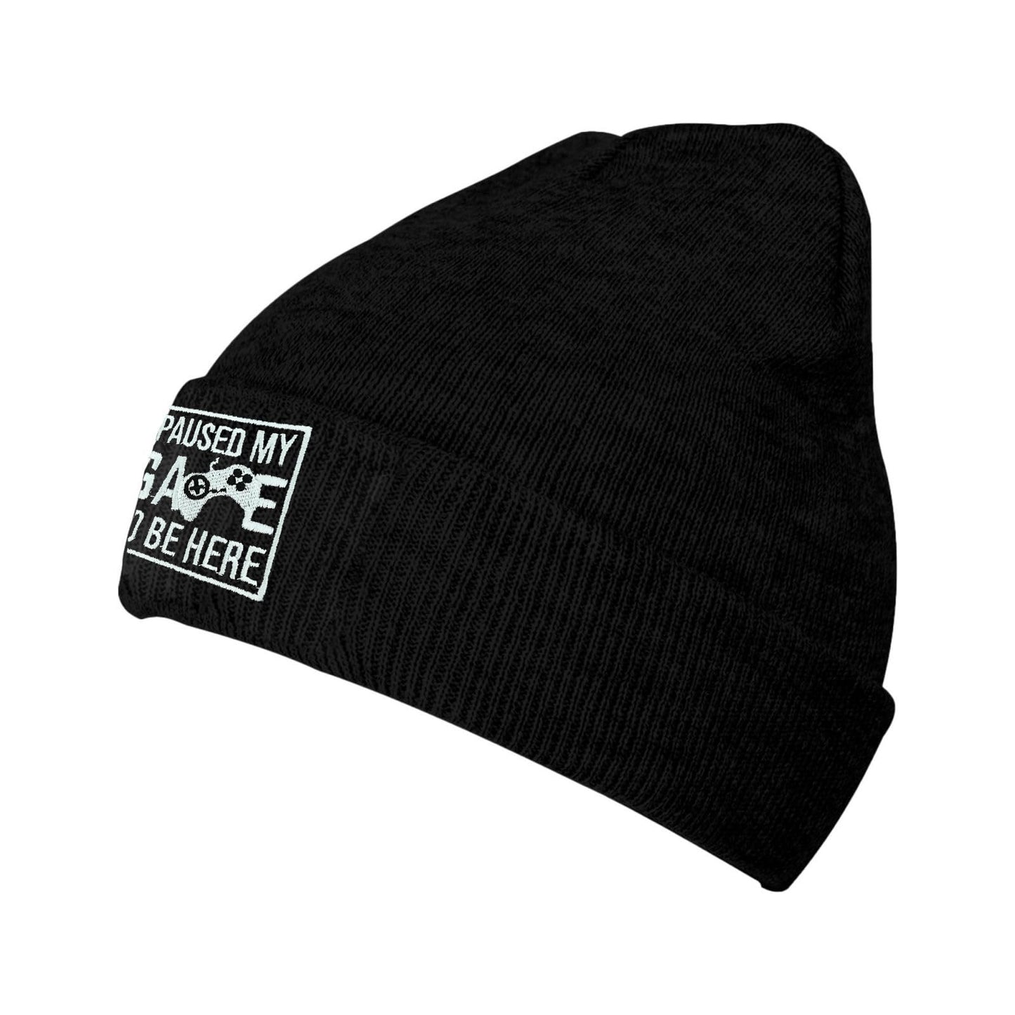 famliihw Video Game Controller Embroidery Beanie Hat Winter Warm Knit Cuffed Skull Cap for Women Men