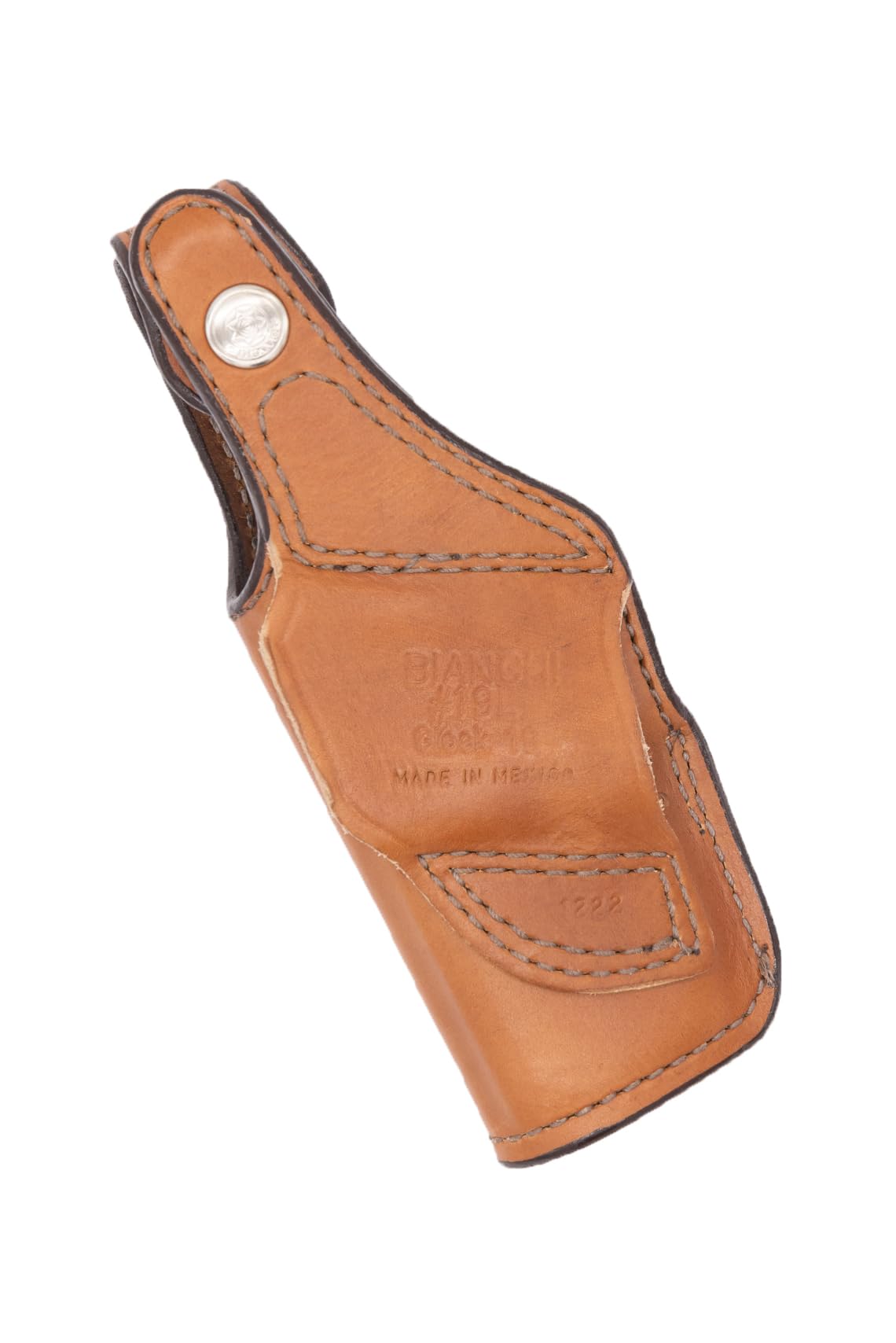 Bianchi 19L Thumbsnap Suede Lined Belt Slide Holster - Pistol, Fits Glock 17, Tan, Right Hand