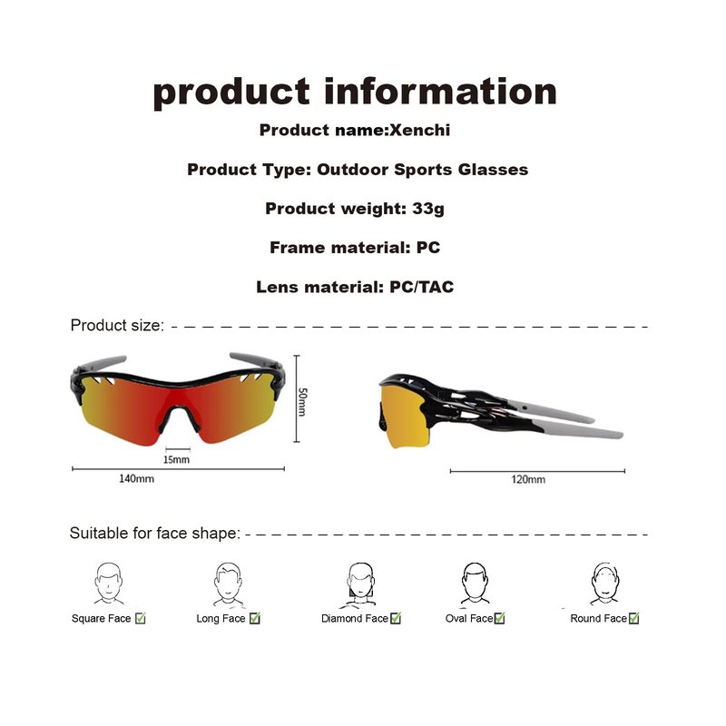 Xenchi Kids Cycling Glasses, UV Protection, Polarized Lenses, Adjustable Nose Pads, 3 Interchangeable Lenses, Lightweight Sports Glasses for Boys & Girls, Outdoor Cycling, Running & More (White Blue)