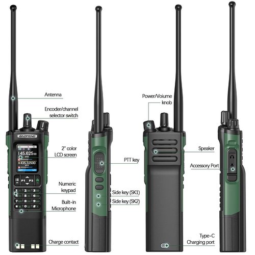 Ham Radio BAOFENG Radio UV32 Handheld 10W Rechargeable Walkie Talkies Long Range UV-32 5RM Two Way Radio NOAA Weather Radio with GPS,APP Programming Copy Frequency 3800mAh Battery USB-C Charging