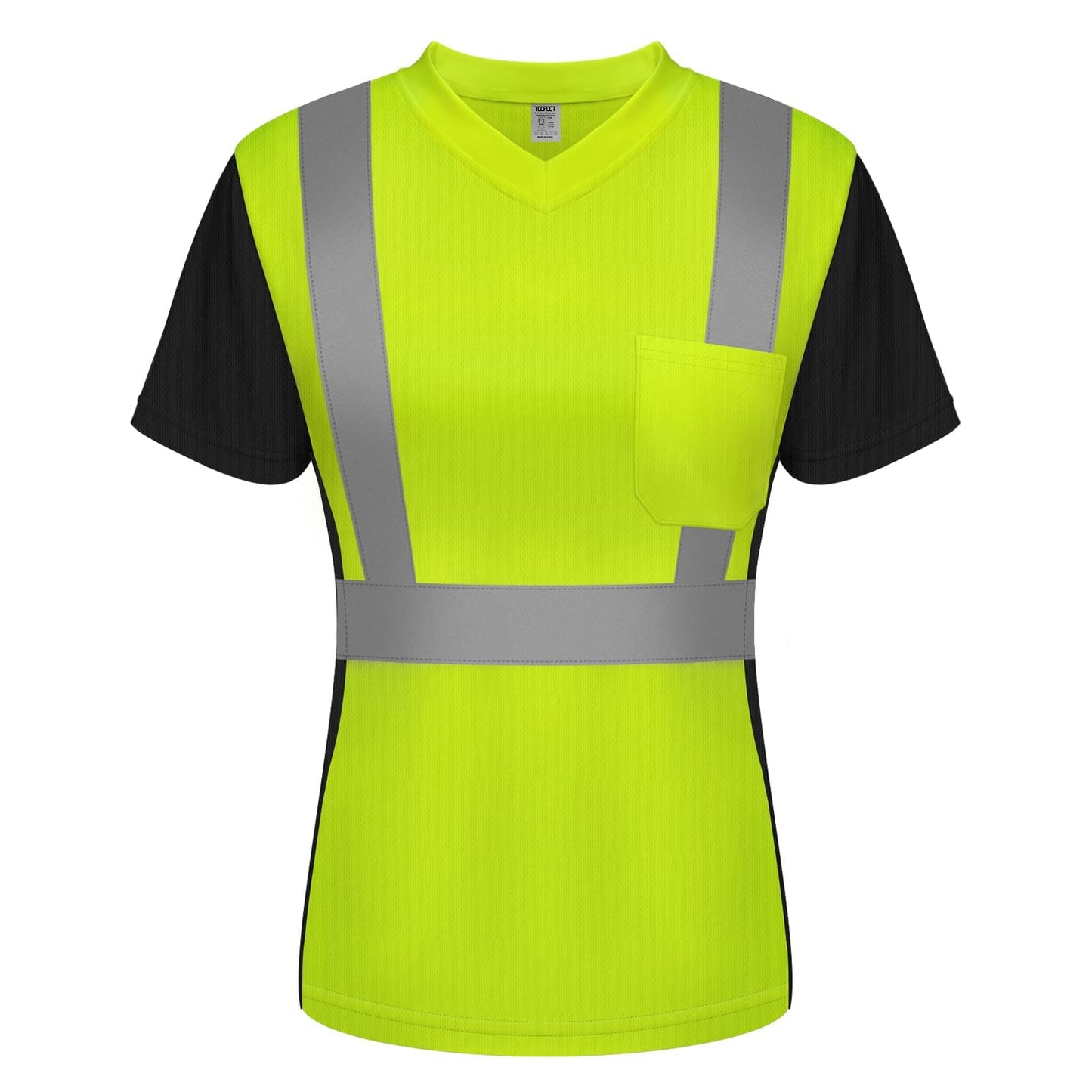 TCCFCCT Safety Shirt for Women, Class 2 Safety Shirts for Women with Reflective, Hi Vis Shirts for Women Construction Work, Night Working, Quick Drying, WP-Yellow-DX S