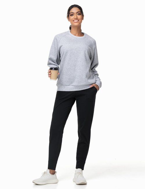 THE GYM PEOPLE Women's Joggers Pants Lightweight Athletic Leggings Tapered Lounge Pants for Workout, Yoga, Running Fleece Lined Black