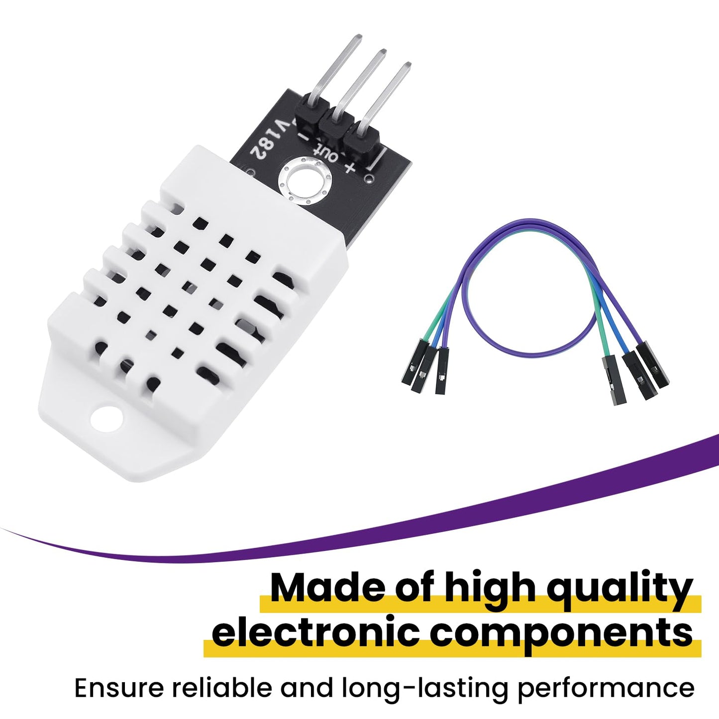 SATUY 4Pcs DHT22/AM2302 Digital Temperature Humidity Sensor Module with Cable, Temp Range -40~80℃ (±0.5℃), Humidity 0~100% RH (±2%) for A-rduino Electronic Practice DIY, Replace SHT11 SHT15