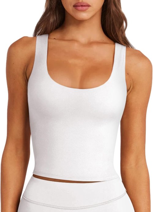LASLULU Women's Long Line Sports Bra - Padded Crop Tank for Yoga & Gym Workouts | Comfortable Fit
